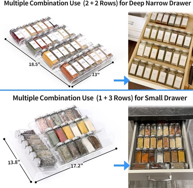 Thumbnail 4 de MIUKAA Clear Acrylic Spice Drawer Organizer 4-Tier Tray