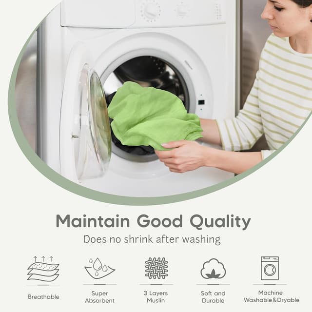 Detalle 2 de Maliton 6er-Pack Baby Spucktücher (Musselin) 70x70 cm – weich, saugfähig und atmungsaktiv
