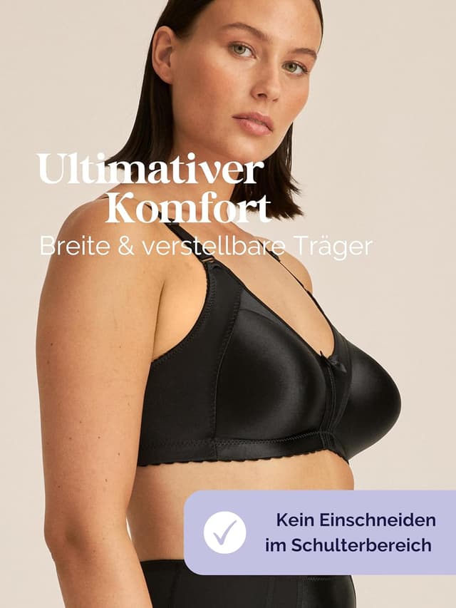Detalle de Naturana® Minimizer BH ohne Bügel (Cup B–G) – optisch kleinere Cupgröße & bequeme, breite Träger