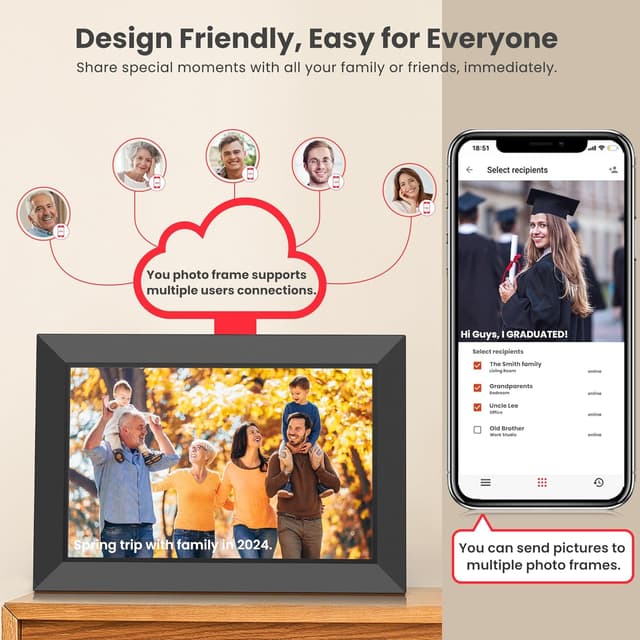 Thumbnail 6 de BIGASUO Frameo 10.1-inch digital photo frame