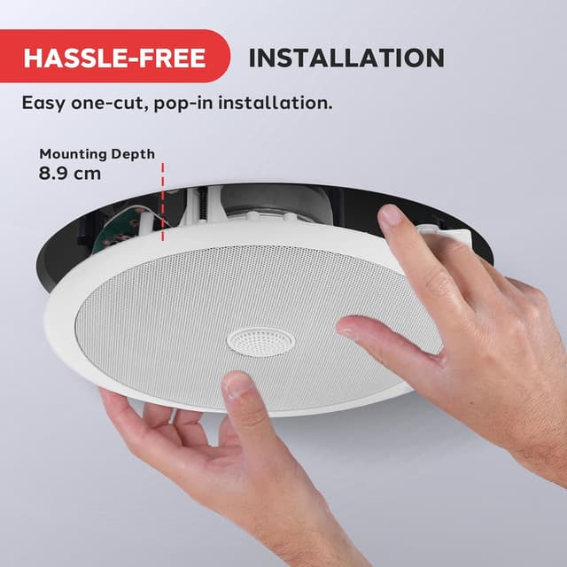 Detalle 2 de Pyle Ceiling Speakers – Pair of 2-way 8" flush-mount midbass speakers with 1" titanium tweeter (20cm)