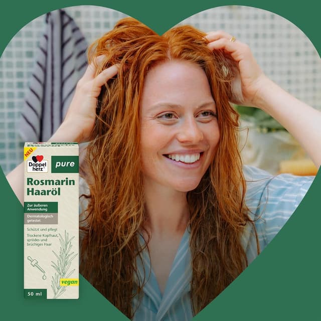 Detalle de Doppelherz Huile pour cheveux de romarin pure (50 ml) – soin du cuir chevelu et prévention des pointes fourchues
