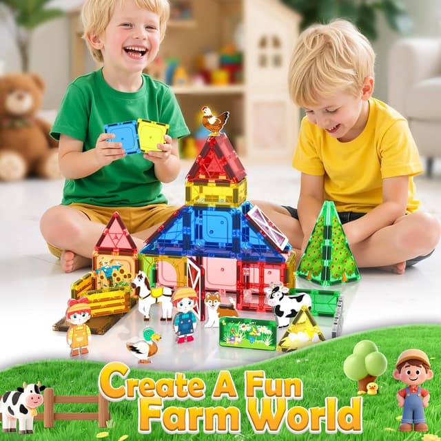 Thumbnail 5 de Magnetic Tiles Farm Animals Set 44-piece
