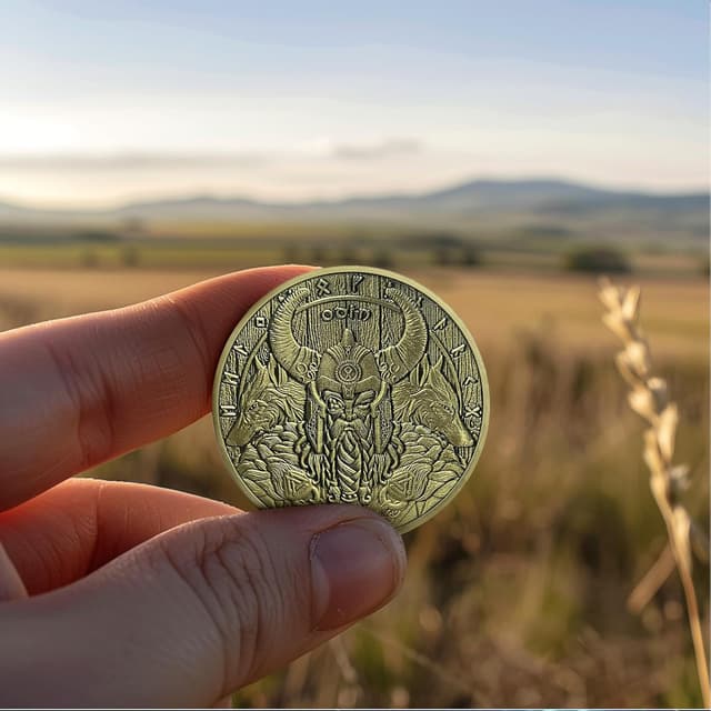 Detalle de AtSKnSK Odin Münze als Wikinger Valknut Amulett (Valknut-Knoten) für Männer