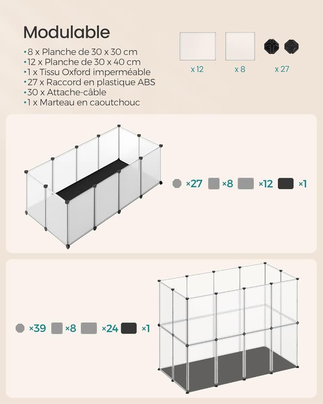 Thumbnail 5 de SONGMICS Enclos pour petits animaux 145 x 73 cm