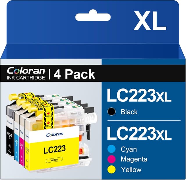 Detalle de Coloran LC223 kompatible Druckerpatronen für Brother LC223 (4er-Pack) – Schwarz, Cyan, Magenta, Gelb