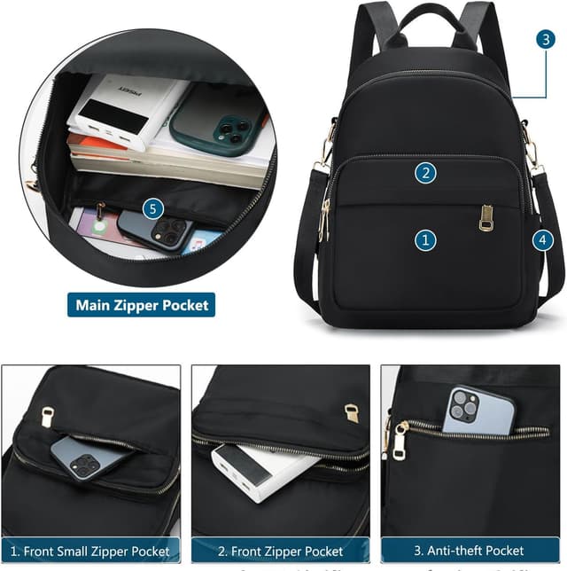 Detalle de Veyarien Mini Backpack Rucksack for Women (lightweight, waterproof) – small daypack