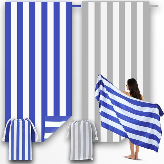 Detalle de Anavasi Microfibre Beach Towels for Adults (2 Pack) 180 x 90 cm with Drawstring Bag