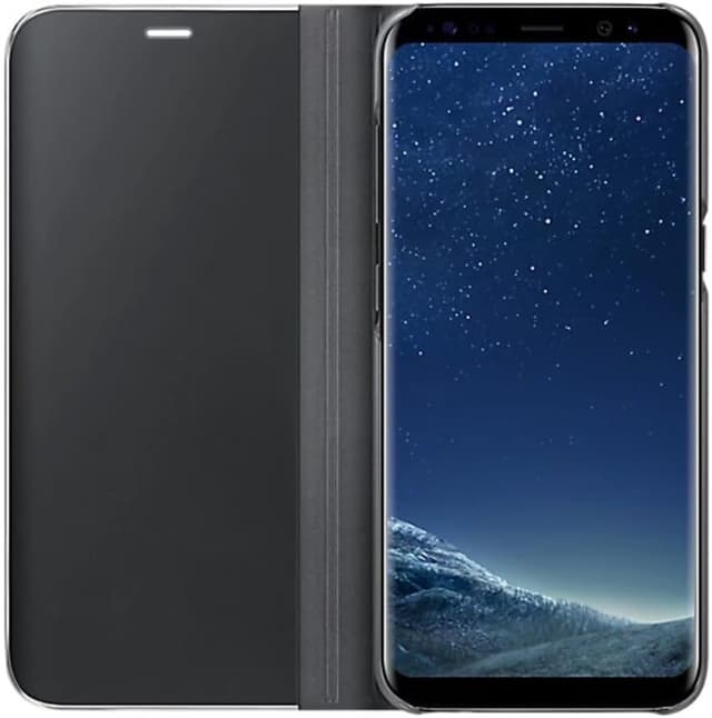 Detalle 2 de COQUE Flip-Hülle mit Spiegelbeschichtung für Poco X7 Pro 5G (Gehäuse-Schutz, Standfunktion, Standspiegel) – Schwarz