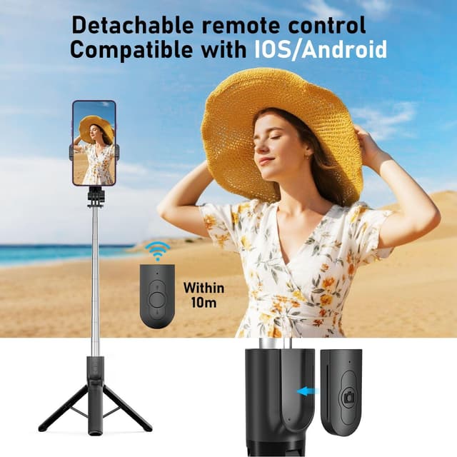 Thumbnail 5 de POWOMAO Selfie Stick Tripod with Fill Light 125cm