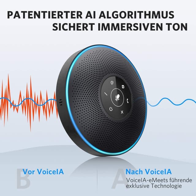 Detalle 2 de EMEET M2 Bluetooth-Konferenzlautsprecher: USB-Speakerphone mit 4 AI-Mikrofonen