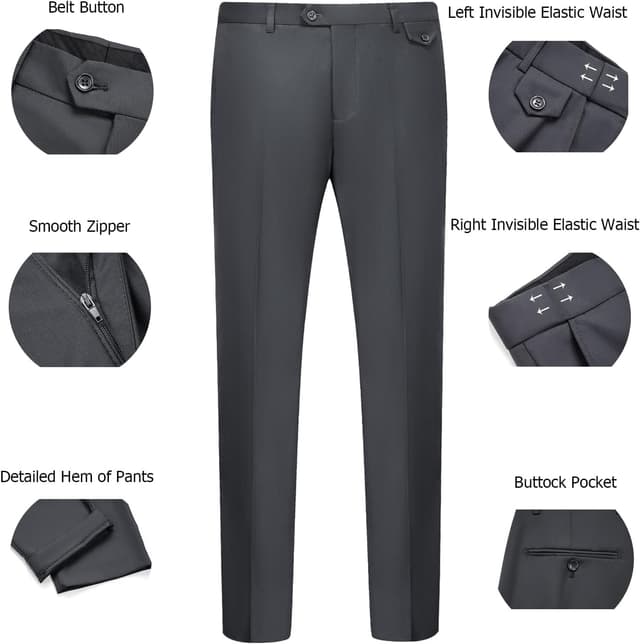 Thumbnail 4 de WULFUL Men's 3-Piece Slim Fit Suit Set