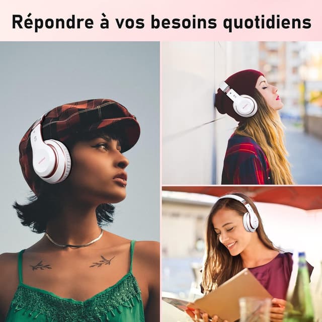 Thumbnail 6 de Lankey Sound Casque Bluetooth sans fil supra-auriculaire (6 modes, jusqu’à 65 heures) avec micro HD