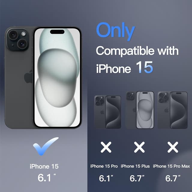 Detalle 2 de JETech Cover magnetica per iPhone 15 6,1" compatibile con MagSafe, traslucida opaca posteriore sottile antiurto (nero)