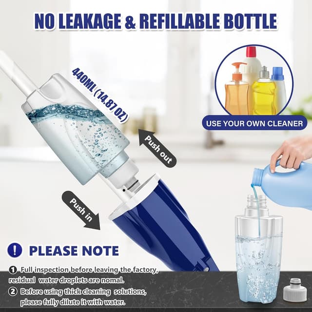 Detalle de EXEGO Microfiber Spray Mop for Floors Cleaning with 3 Reusable Pads and Sprayer