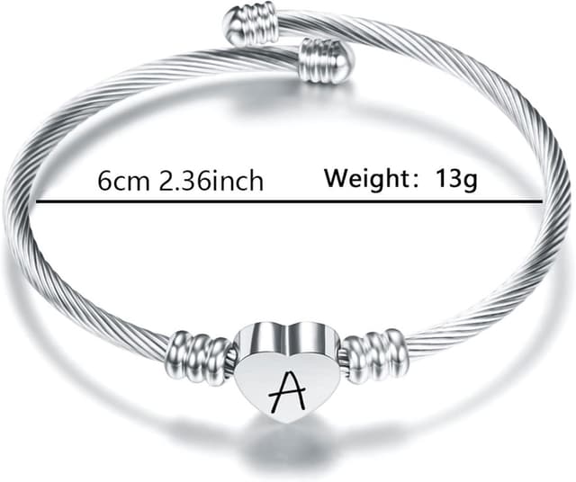 Detalle de Suonie Pulsera Amor Corazón 26 Letra A