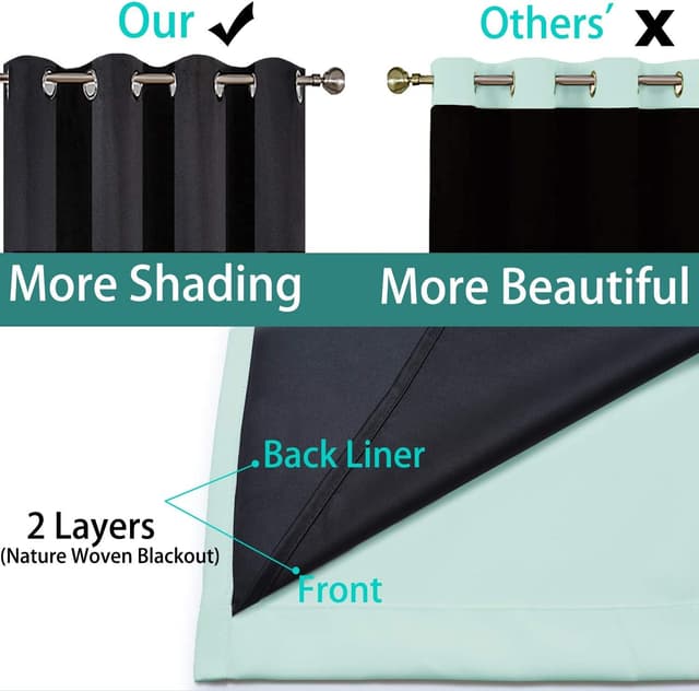 Thumbnail 4 de Yakamok 100% Blackout Curtains 52x84, Aqua 🪟