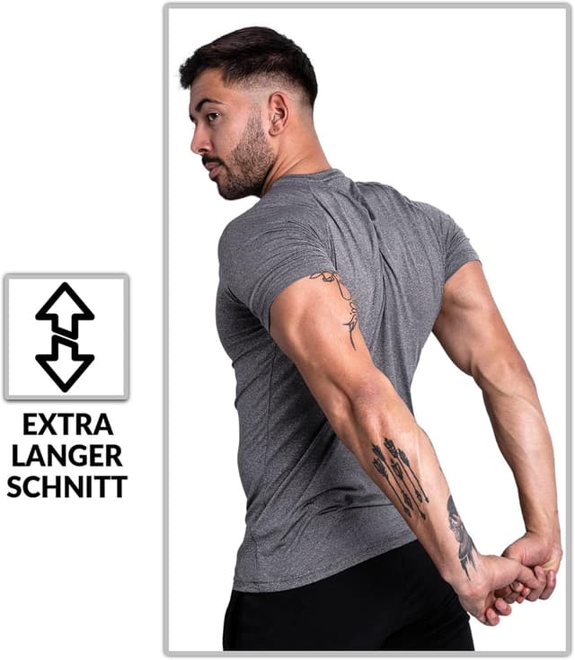 Detalle de Satire Gym Shirt Herren Slim Fit Sportshirt Kurzarm – atmungsaktives Funktionsshirt für Crossfit, MMA & Laufen