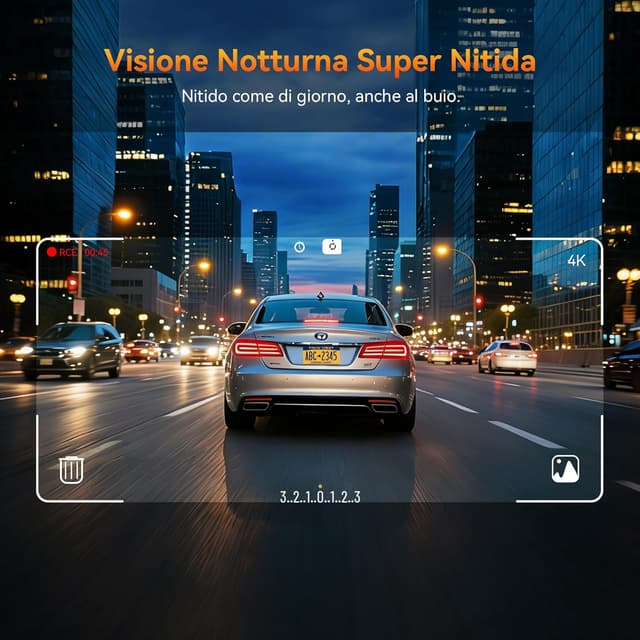 Detalle 2 de Caytail Dash Cam Auto 4K+2K con WiFi 5GHz e scheda 64GB, front+retro grandangolo 170°+120°