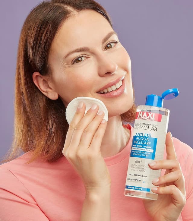 Detalle de Dermolab Acqua Micellare Struccante Viso Antiage 6 in 1 con Acido Ialuronico e Olio di Argan, 400 ml