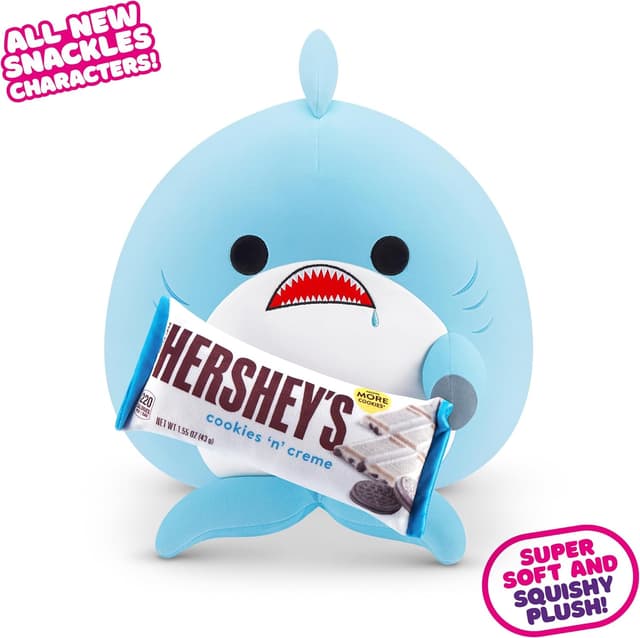 Detalle 2 de Snackles Snackle Serie 2 peluche batuffoloso da 20 cm Shark (Hershey, Cookie n Cream) in edizione Snackle