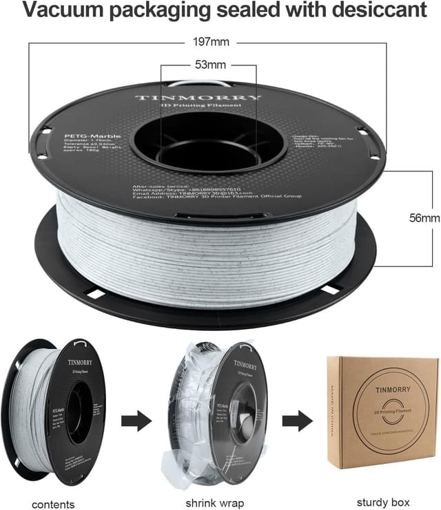 Thumbnail 1 de TINMORRY PETG Filament 1.75mm Marble White