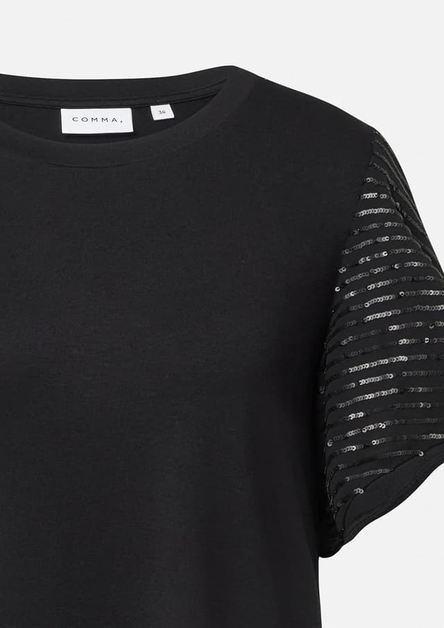 Thumbnail 5 de Comma Damen T-Shirt Volants Pailetten