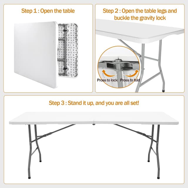 Thumbnail 4 de Lakhow Folding Table 6ft Portable Table