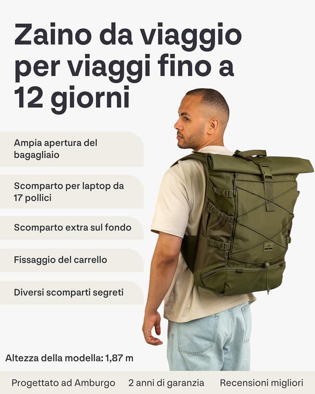 Detalle 2 de Johnny Urban Allen Travel L zaino rolltop 37 L da viaggio