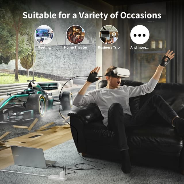 Detalle de Loryi 90-Grad HDMI-auf-USB-C-Kabel (2,5 m) für Touch, 4K@60 Hz – Konverterkabel HDMI zu USB-C