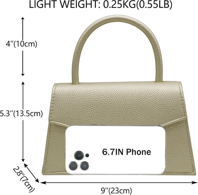 Detalle de Milisente lichi-pattern faux patent leather clutch bag with top handle