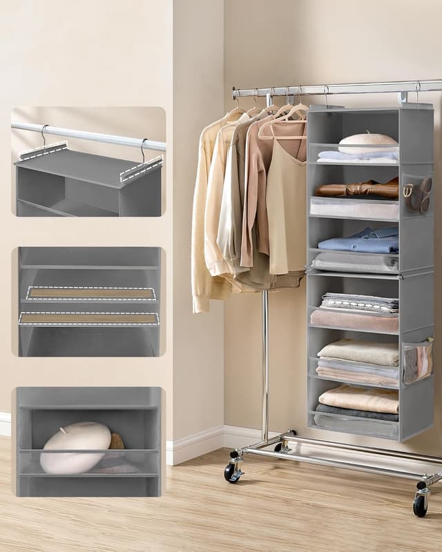 Detalle 2 de SONGMICS RCH008G01 organizer armadio da appendere 2 set