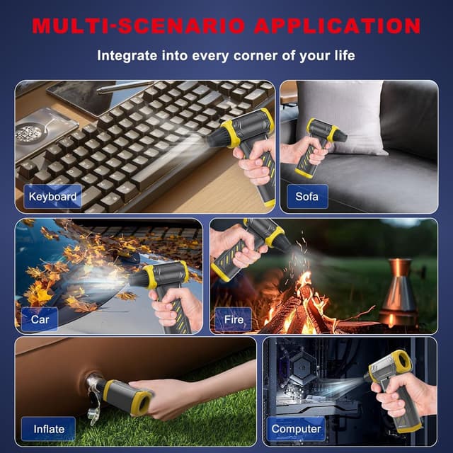 Thumbnail 6 de Soffiatore Aria Compressa elettrico ricaricabile con batteria 8.000 mAh fino a 130.000 rpm (senza fili, 3 velocità) per tastiere e auto