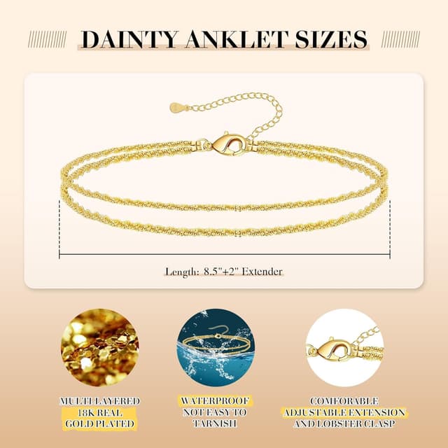 Detalle 2 de Kenivira Fußkettchen für Frauen, wasserdicht