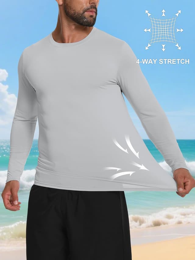 Detalle de Men's Rash Guard UPF 50+ Sun Protection Short/Long Sleeve Quick Dry Swim Shirt
