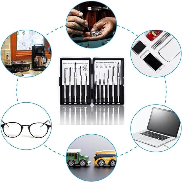 Detalle de SZGIARUY Mini-Schraubendreher-Set für Brillenreparatur: Präzisionsset mit Kreuz, Schlitz, Ahle & magnetischer Spitze