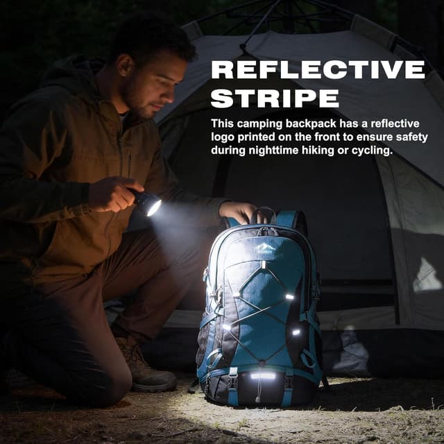 Detalle 2 de RAINSMORE 40L Foldable Hiking Backpack (Water-Resistant) – Lightweight Rucksack for Walking, Camping & Travel