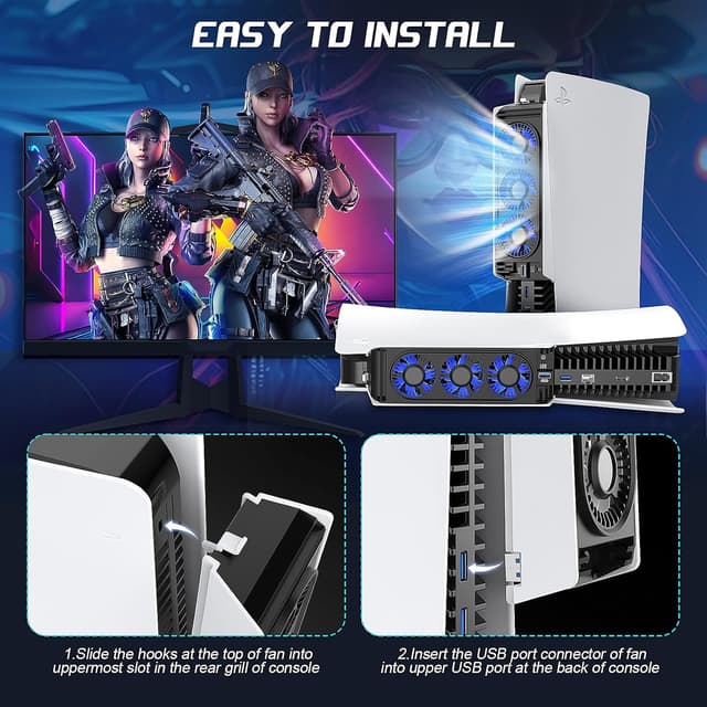 Thumbnail 5 de QYCHHJ Cooling Fan for PS5 with LED lights