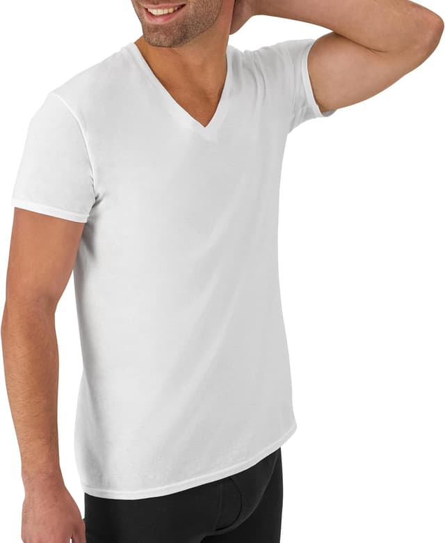 Detalle de Hanes Men’s V-Neck Cotton Moisture-Wicking Undershirt 12-Pack