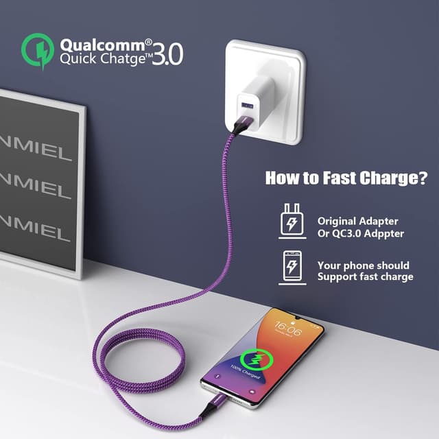 Detalle 2 de ANMIEL USB C Cable 3A, 2-Pack 10ft