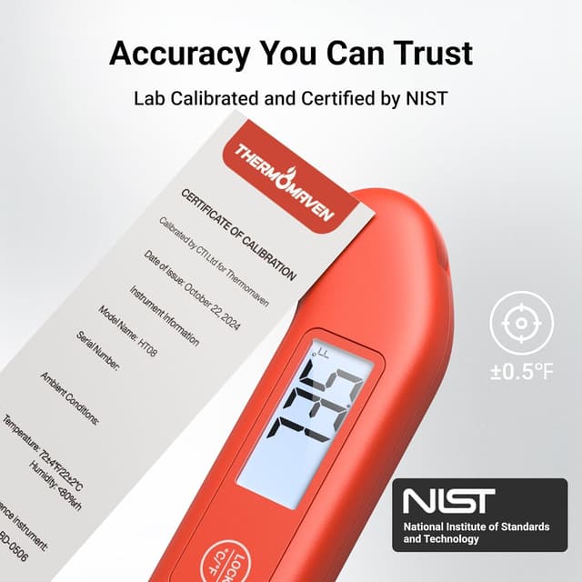 Detalle 2 de Professional Digital Meat Thermometer (NIST Certified ±0.5°F Accuracy) — Instant Read, Waterproof