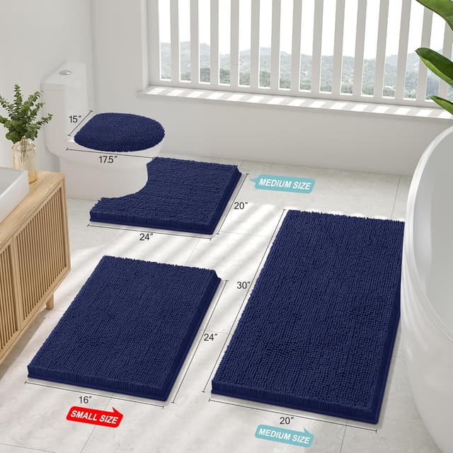 Thumbnail 2 de Smiry Luxury Chenille Bathroom Rug 47x17, Absorbent Runner 🧻