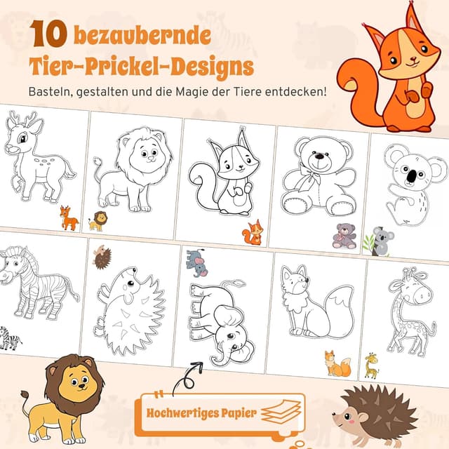 Detalle 1 de Prickelnadel Set ab 4 Jahre – Komplettes Prickelset