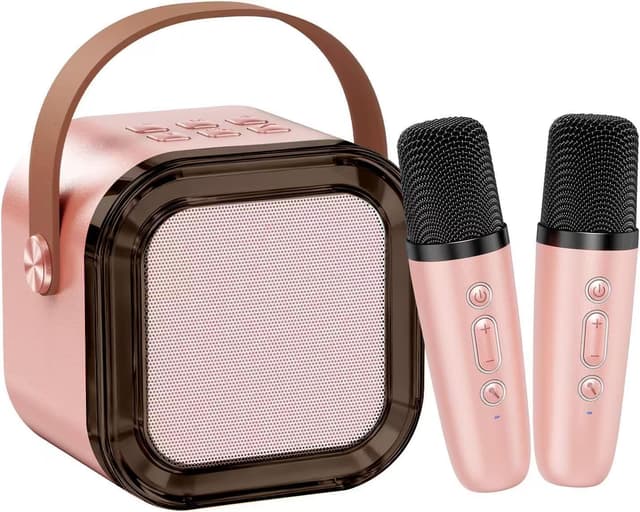 Detalle de Karaoke con microfono per bambina Ragazze (2 microfoni) con 5 voci e luci LED