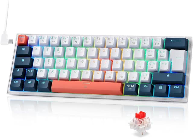 Detalle de Redragon K617 clavier mécanique filaire 60% RVB RVB rouge linéaire – AZERTY FR