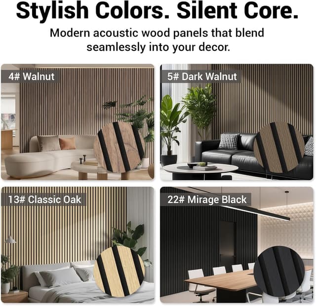 Detalle de JUWEI DIRECT AKK-Star Folding Acoustic Panels (Walnut 4#) – 2400x600mm wooden wall panels set