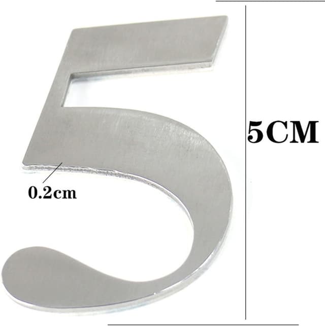 Detalle de Sinxioer Edelstahl-Hausnummer selbstklebend, Höhe 5 cm – Straßennummernschild im Arial-Design (Ziffer 9)
