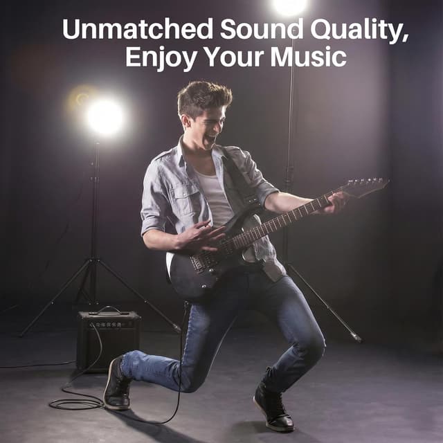 Detalle 2 de Mygatti 90° Gitarrenkabel 6,35 mm TS, Mono-Audiokabel 2 m (gerade/abgewinkelt) inkl. 5 Kabelbinder