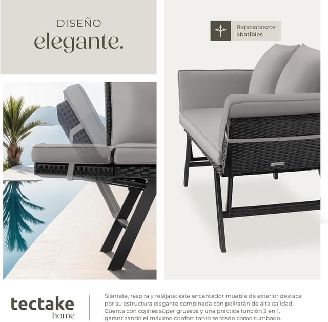 Thumbnail 5 de TecTake Sofa Exterior 2 en 1 poliratán