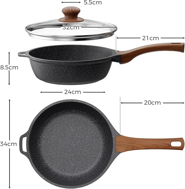 Thumbnail 6 de YASHE Sartén Profunda de Granito 30 cm con Tapa, antiadherente e inducción